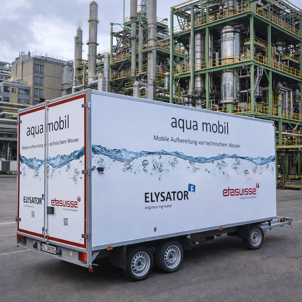 Mobile Wasseraufbereitung im Einsatz vor Industrieanlage für maximale Effizienz und Betriebssicherheit