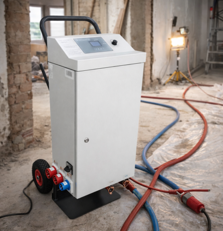 Mobile Elektroheizung zur temporären Beheizung von Heizungsanlagen und Baustellen