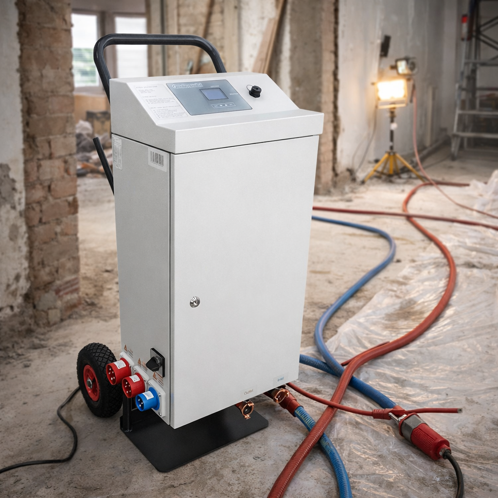 Mobile Elektroheizung zur temporären Beheizung von Heizungsanlagen und Baustellen